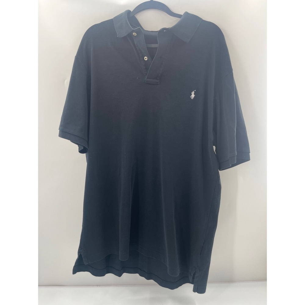 Polo Ralph Lauren Mens Black Short Sleeve Pony Logo Polo‎ Shirt Size Large Tall
